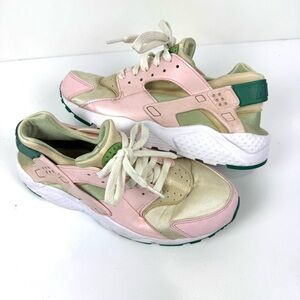 Nike Air Kids Sz 7Y Huarache Run Se GS Athletic Sneakers Pink/Green Retro Shoes